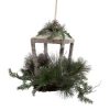 Candles & Lanterns * | Melrose 20 Brown Rustic Finish Glittered Pine Cones And Jingle Bells Christmas Candle Lantern