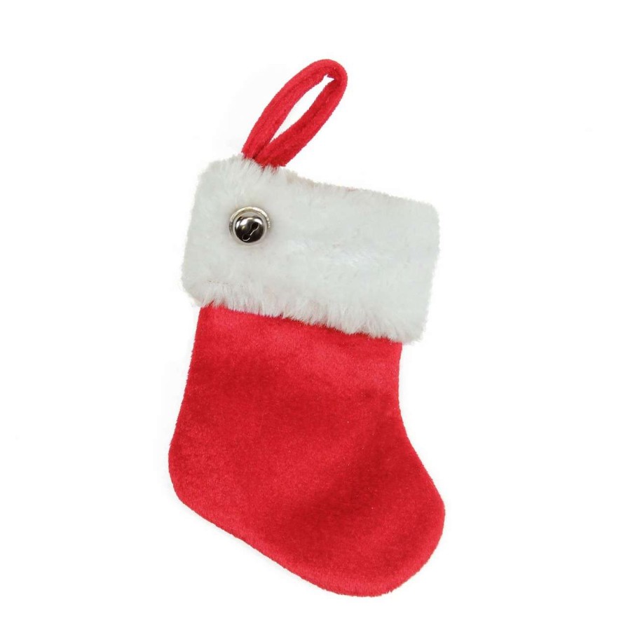 Stockings & Holders * | Northlight 6 Red Velvet Christmas Stocking With Cuff And Silver Bell Accent