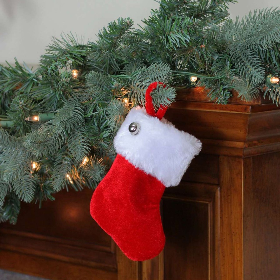 Stockings & Holders * | Northlight 6 Red Velvet Christmas Stocking With Cuff And Silver Bell Accent