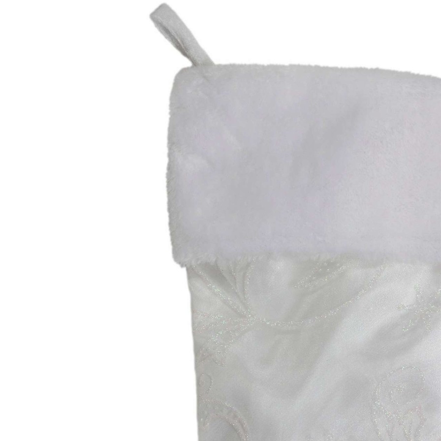 Stockings & Holders * | Northlight 20.5-Inch White Glitter Sheer Organza With A Faux Fur Cuff Christmas Stocking