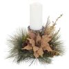 Candles & Lanterns * | Melrose 19 Green And Brown Poinsettia Pine Cone Christmas Candle Holder