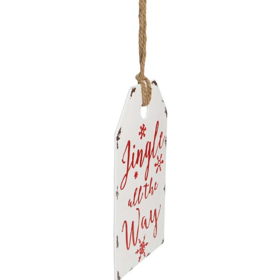 Christmas Village Sets & Accessories * | Northlight 12 White And Red Metal Distressed "Jingle All The Way" Christmas Wall Decor