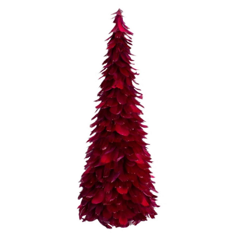 Christmas Table Top Trees * | Northlight 24 Plum Feather Table Top Christmas Tree With Glitter