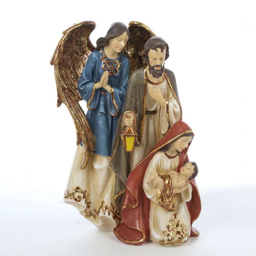 Nativity Sets & Accessories * | Ksa 12.25 Holy Family Joseph, Mary, Baby Jesus And Angel Christmas Table Piece