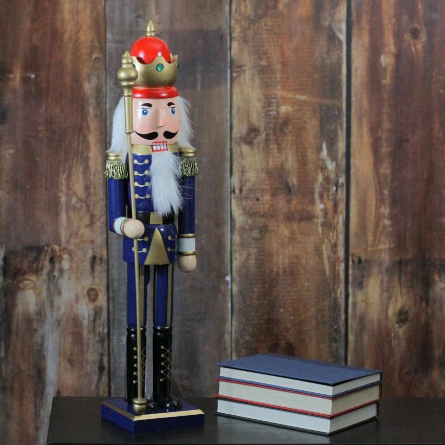 Figures * | Northlight 24 Blue And Gold Christmas Nutcracker King With Scepter