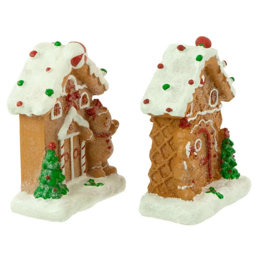 Figures * | Northlight Set Of 2 Gingerbread Houses With Gingerbread Boy And Girl Christmas Decoration 5