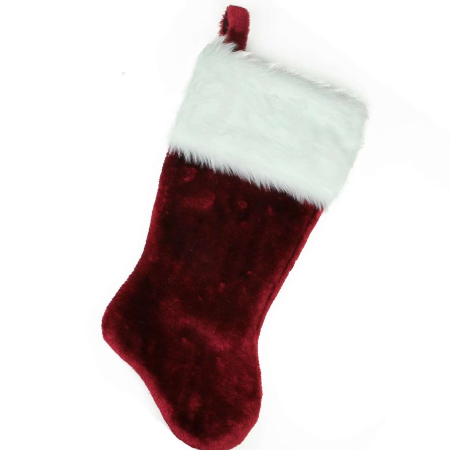 Stockings & Holders * | Northlight 20 Burgundy And White Traditional Christmas Stocking