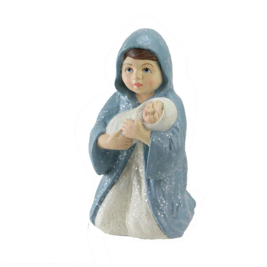 Nativity Sets & Accessories * | Cc Home Furnishings 3.75 Glittered Kneeling Mary With Child Christmas Nativity Figurine Decoration