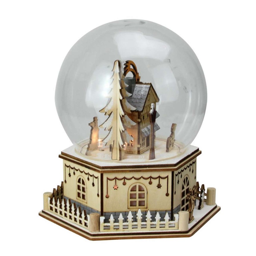 Christmas Village Sets & Accessories * | Roman 8.75 Christmas Led Wood Cut Town Table Top Dome Decoration