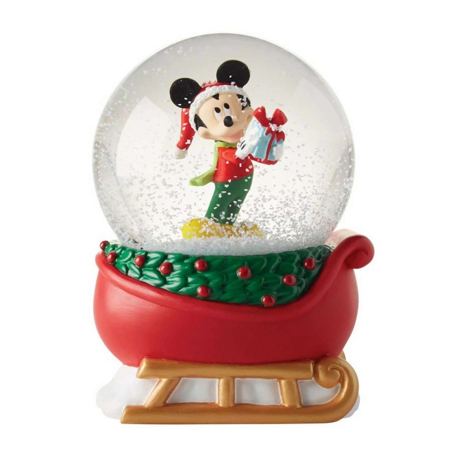 Christmas Village Sets & Accessories * | Department 56 Mickey On Sleigh Christmas Snow Globe #4057295