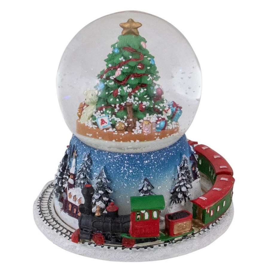 Christmas Village Sets & Accessories * | Northlight 6.25 Rotating Train And Christmas Tree Musical Animated Snow Globe