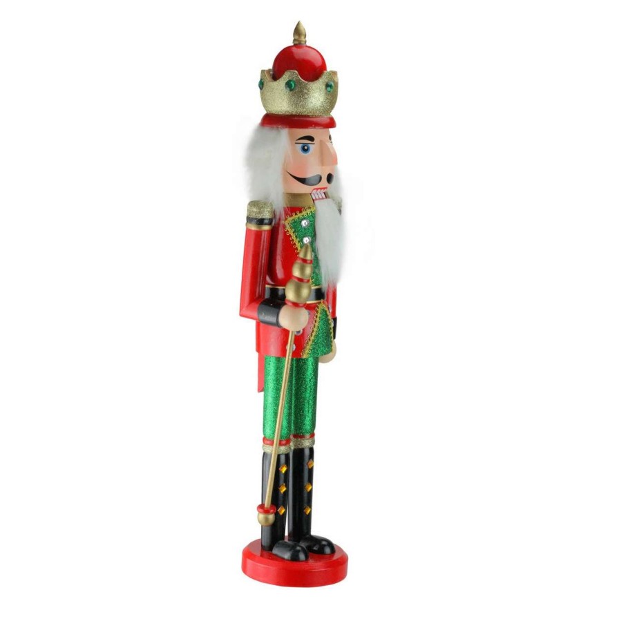 Figures * | Northlight 24 Red And Green Wooden Christmas Nutcracker King With Scepter