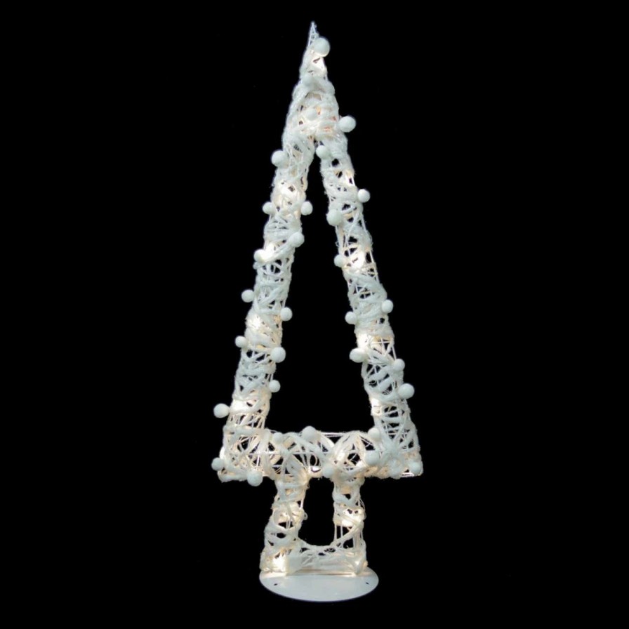 Christmas Table Top Trees * | Northlight 34 Pre-Lit White Battery Operated Glittered Christmas Tree Decor