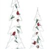 Christmas Table Top Trees * | Melrose Set Of 2 White And Red Christmas Trees With Cardinal Birds Tabletop Decors 30