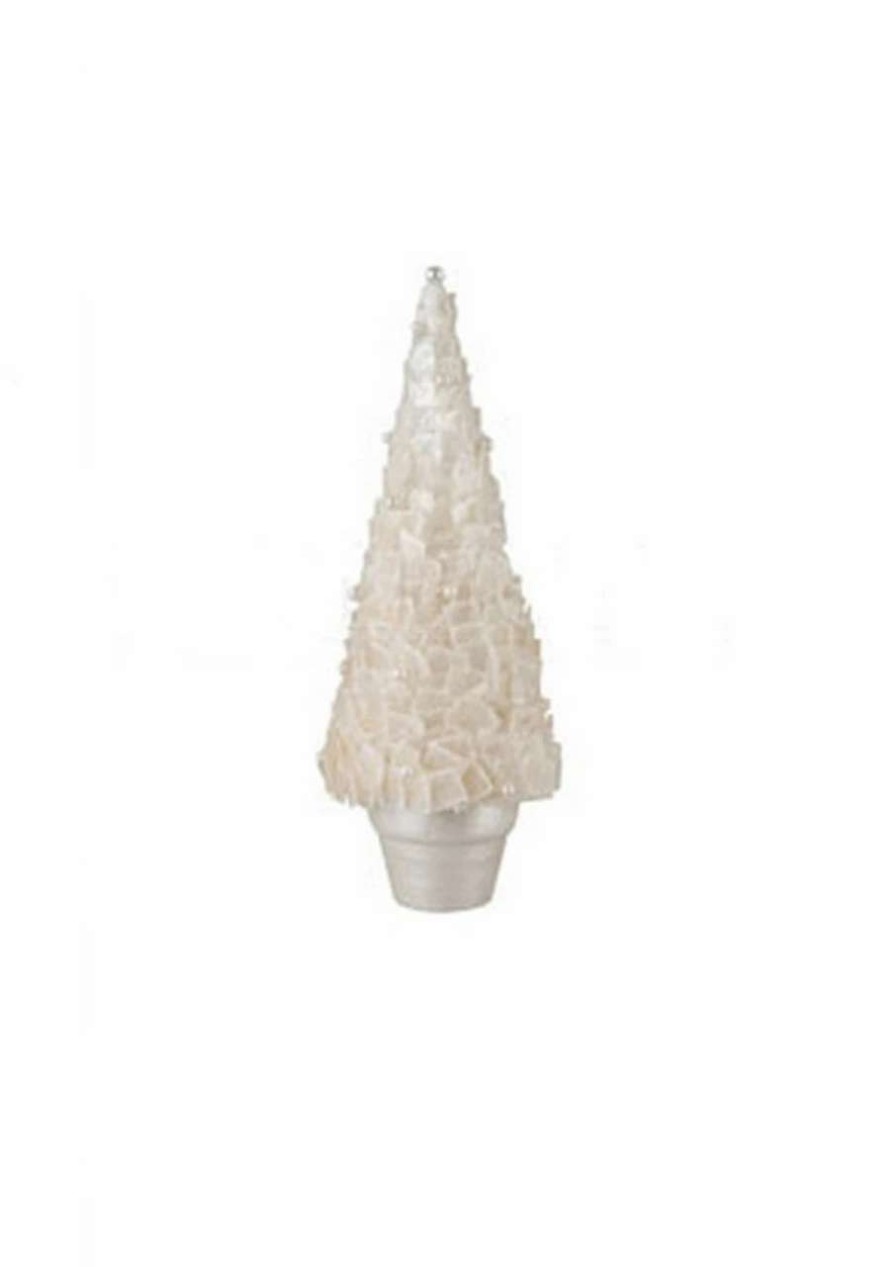 Christmas Table Top Trees * | Gallerie Ii 10 White Pearl Embellished Potted Christmas Tree Tabletop Decor