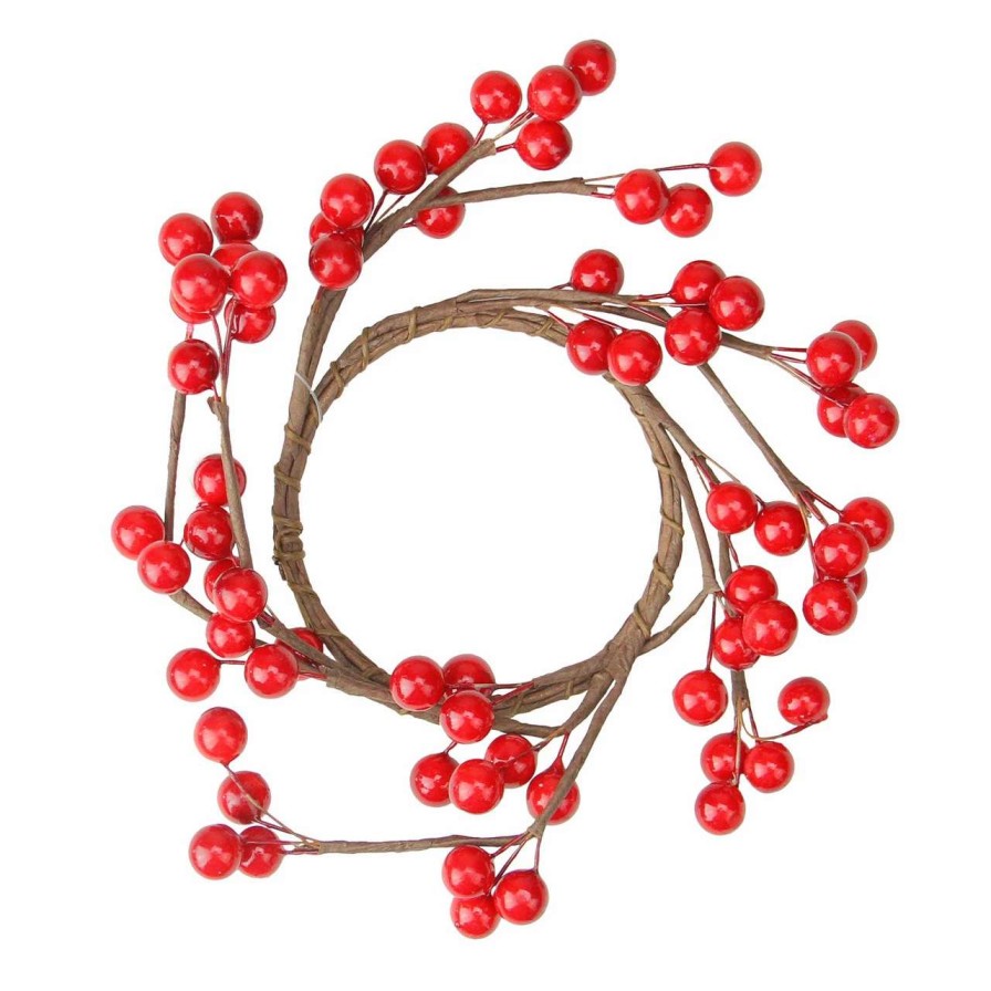 Candles & Lanterns * | Northlight 7 Shiny Red Berries Artificial Christmas Candle Ring