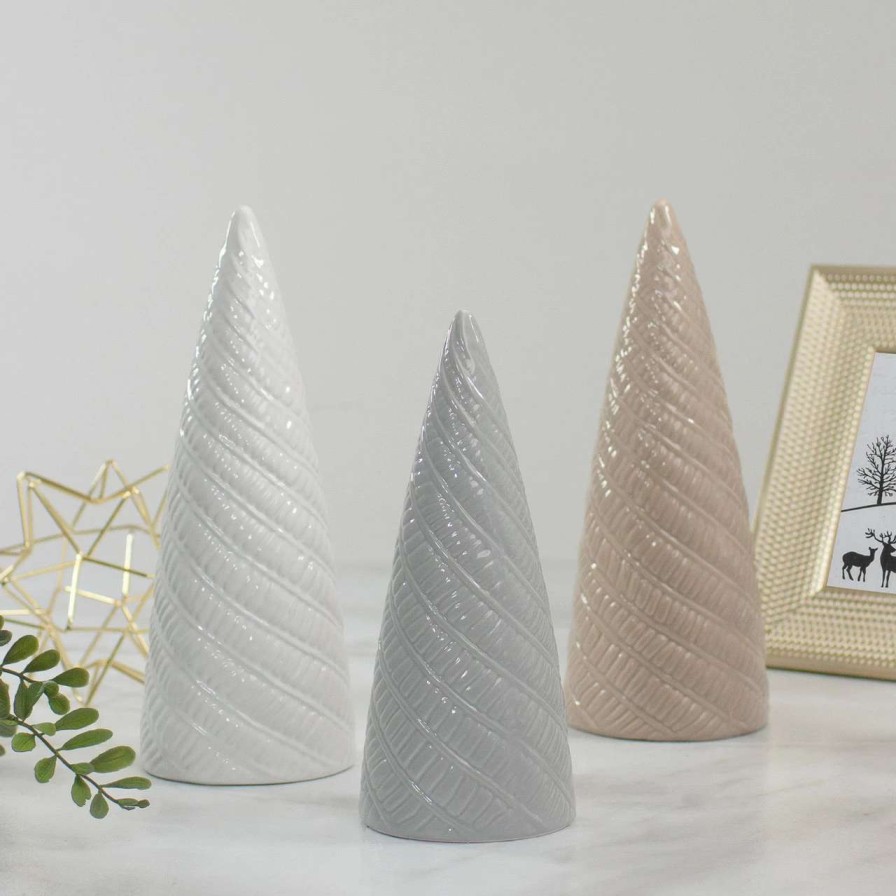 Christmas Table Top Trees * | Northlight 7 Gray Ceramic Cone Tree Christmas Table Top Decoration