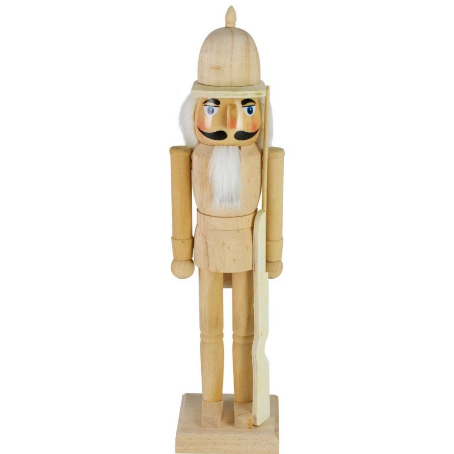 Figures * | Northlight 15 Unfinished Paintable Wooden Christmas Nutcracker With Rifle