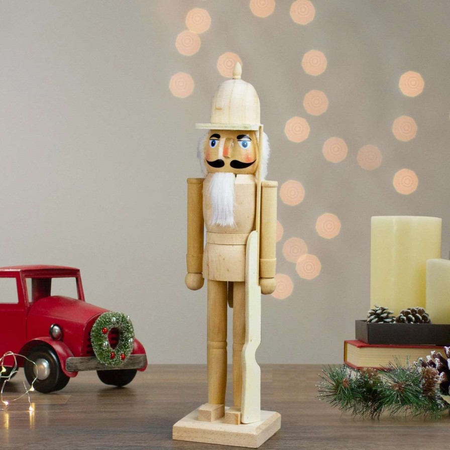 Figures * | Northlight 15 Unfinished Paintable Wooden Christmas Nutcracker With Rifle