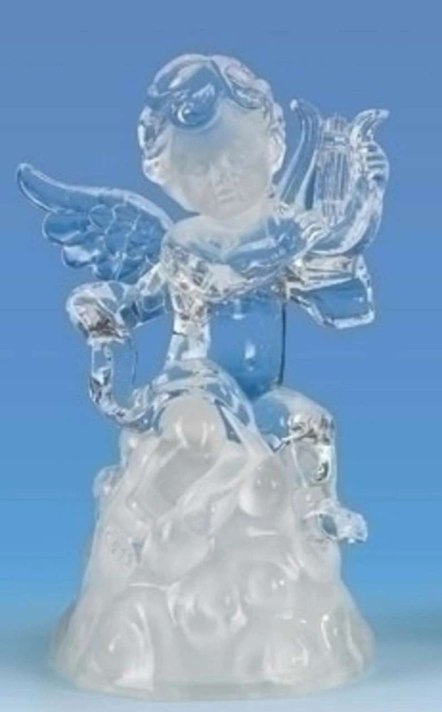 Figures * | Roman 6.5 Pre-Lit Clear Led Religious Cherubs With Harp Christmas Tabletop Figurine