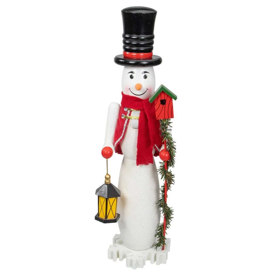 Figures * | Northlight 18 White And Red Wooden Snowman Christmas Nutcracker