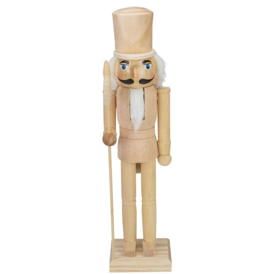 Figures * | Northlight 15 Unfinished Paintable Wooden Christmas Nutcracker With Scepter