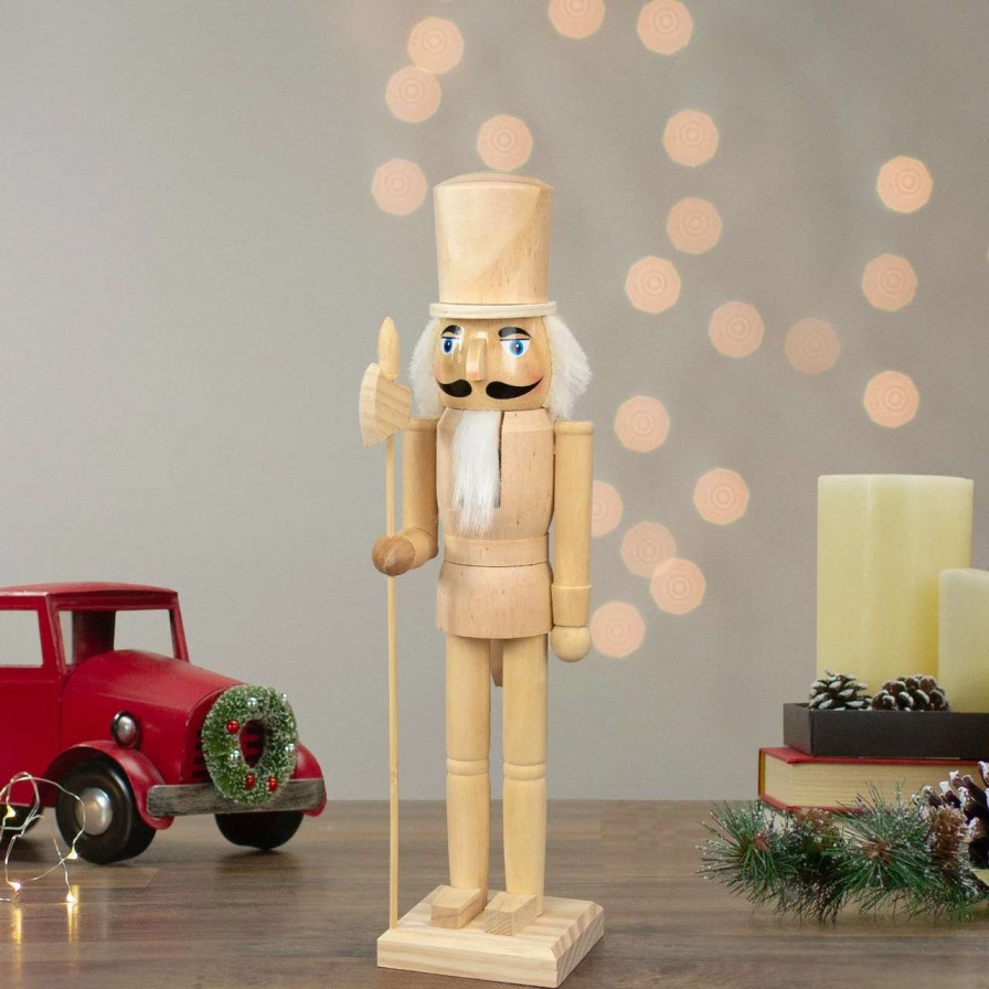 Figures * | Northlight 15 Unfinished Paintable Wooden Christmas Nutcracker With Scepter