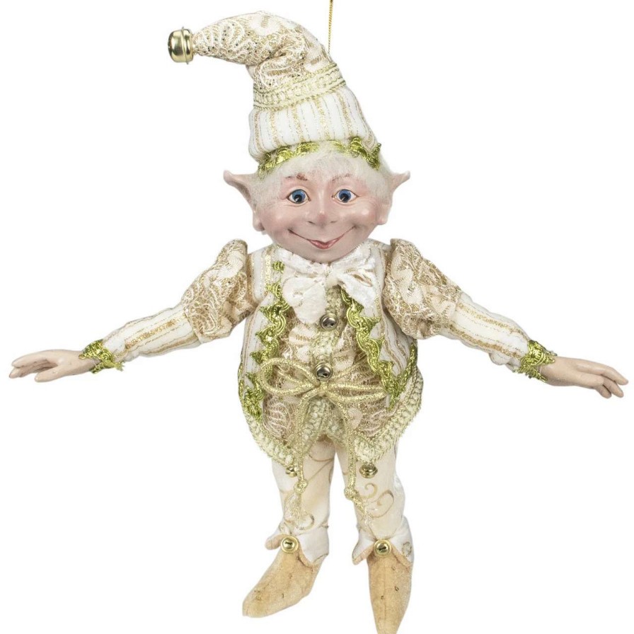 Figures * | Select Artificials 13 Royal Gold And Beige Chubby Christmas Bendable Table Top Elf