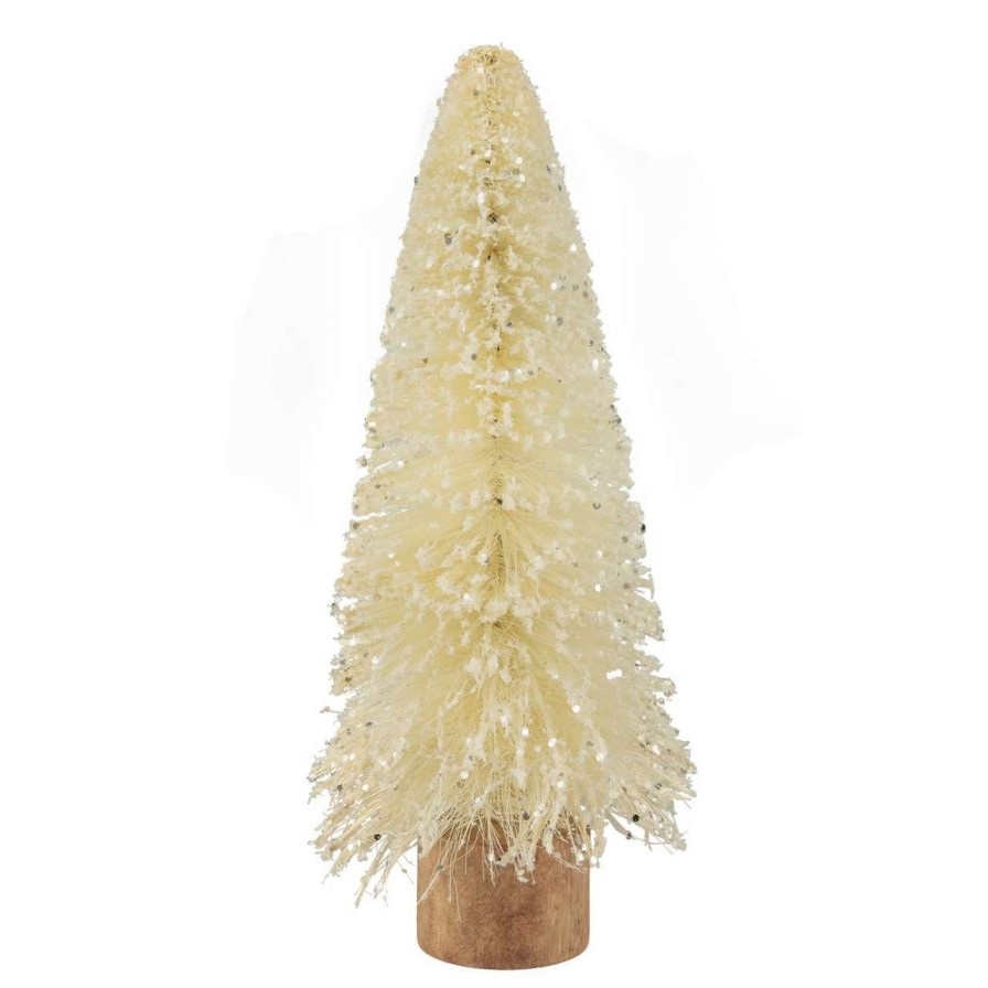 Christmas Table Top Trees * | Northlight 11.5 Glittered Cream Sisal Christmas Tree Decoration