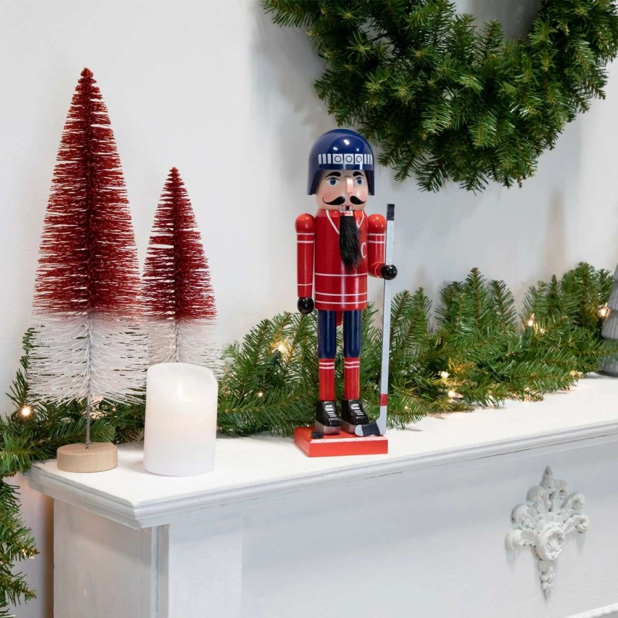 Figures * | Northlight 14 Blue And Red Wooden Christmas Ice Hockey Player Nutcracker