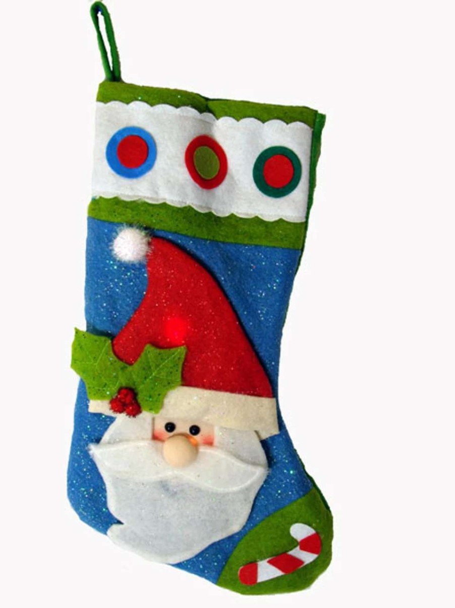 Stockings & Holders * | Sterling International Inc 22 Color Changing Led Lighted Glittered Santa Claus Christmas Stocking