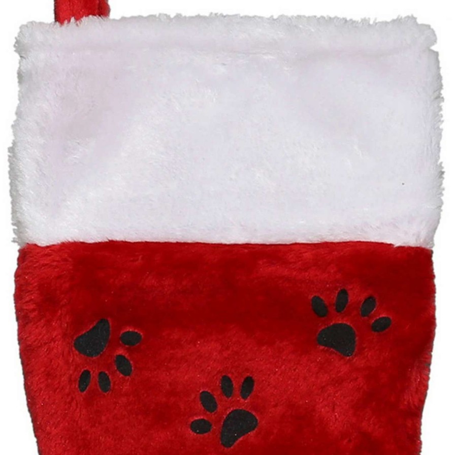 Stockings & Holders * | Northlight 14 Red With Black Paw Prints And White Cuff Christmas Stocking