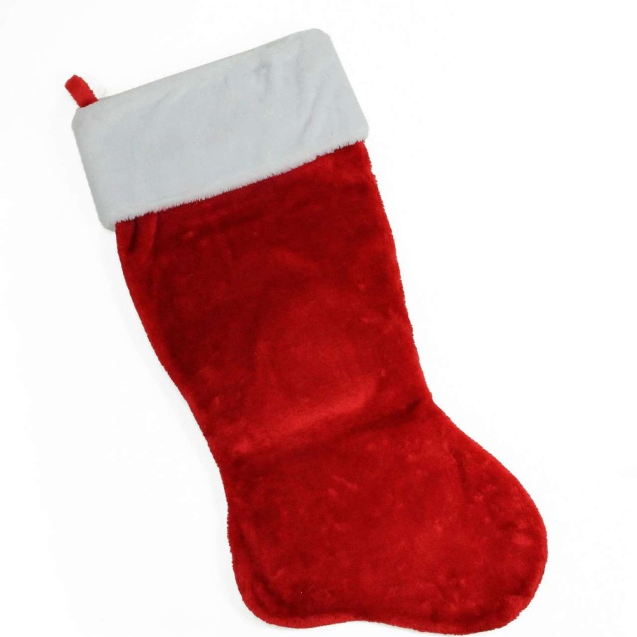 Stockings & Holders * | Northlight 35-Inch Traditional Red With White Cuff Decorative Plush Christmas Stocking