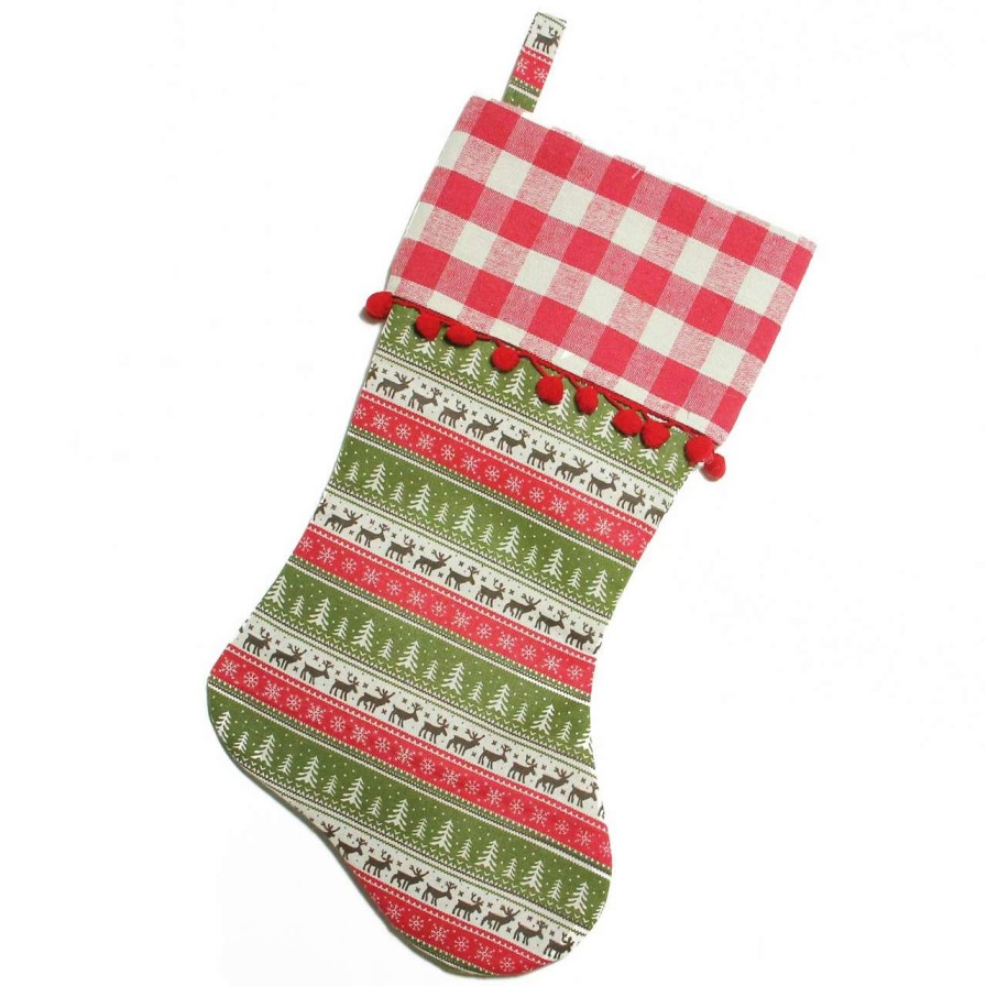 Stockings & Holders * | Northlight 19 Red And Green Rustic Lodge Christmas Stocking