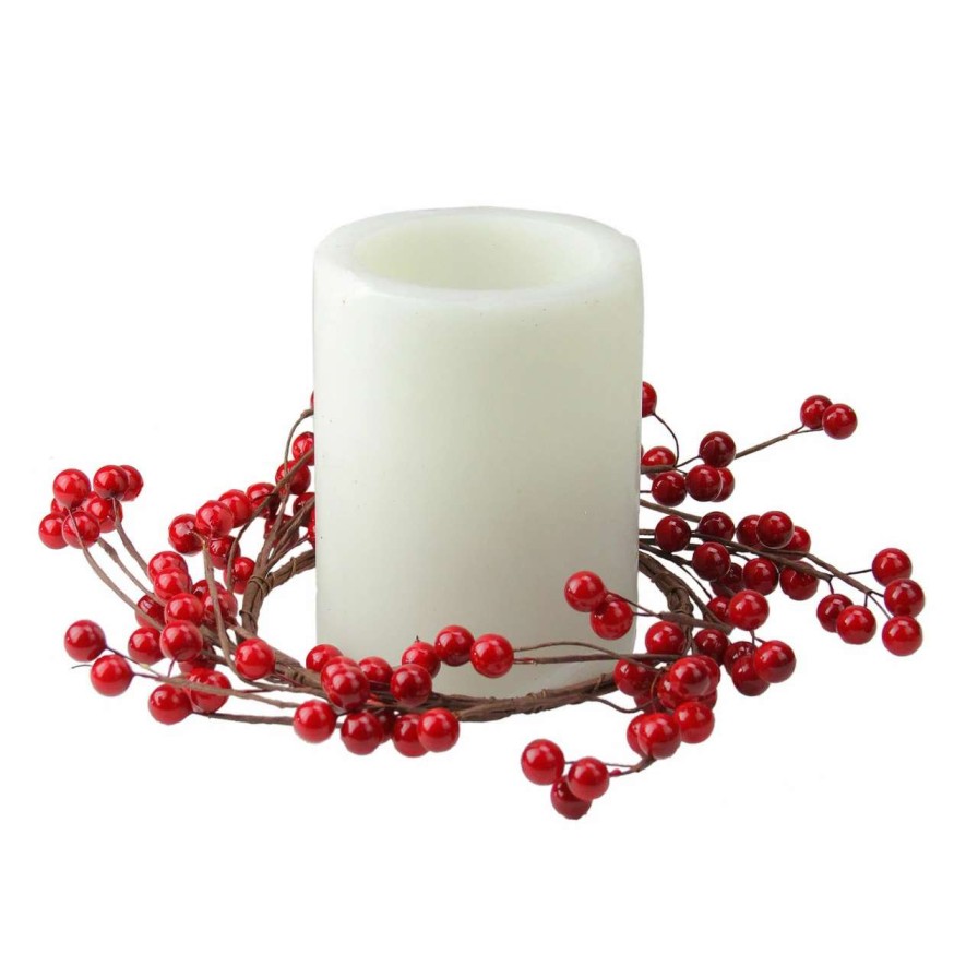 Candles & Lanterns * | Northlight 9 Shiny Red Berries Artificial Christmas Candle Holder Ring