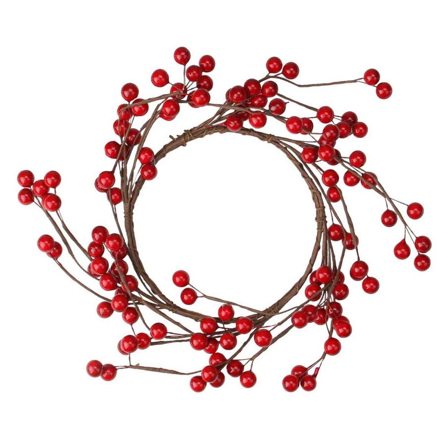 Candles & Lanterns * | Northlight 9 Shiny Red Berries Artificial Christmas Candle Holder Ring