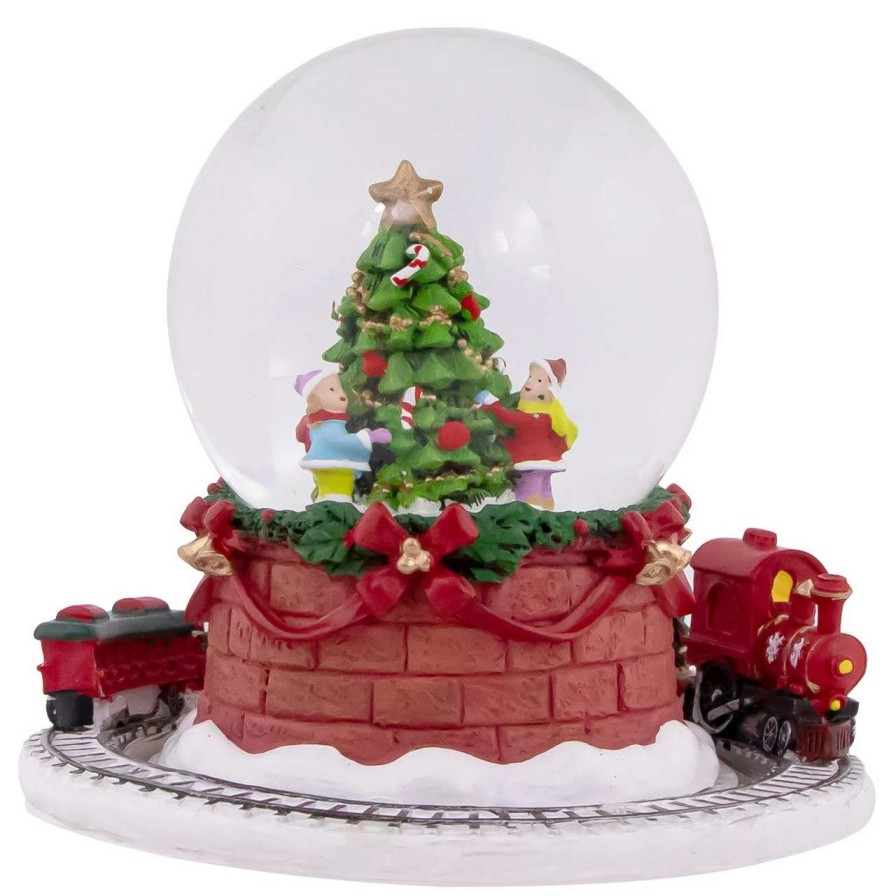 Christmas Village Sets & Accessories * | Northlight 6.5 Christmas Tree With Revolving Train Musical Snow Globe