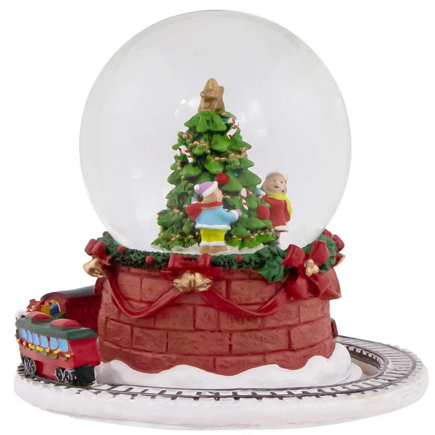 Christmas Village Sets & Accessories * | Northlight 6.5 Christmas Tree With Revolving Train Musical Snow Globe