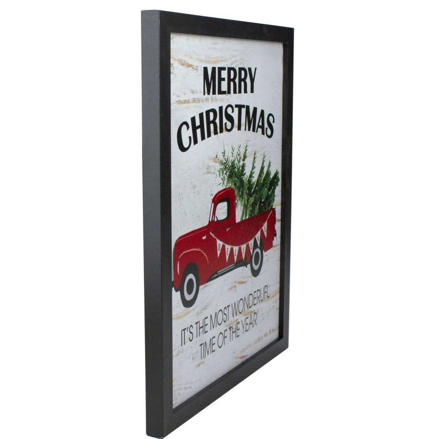 Christmas Village Sets & Accessories * | Northlight 16 Lighted Red And Green Merry Christmas Canvas Wall Art