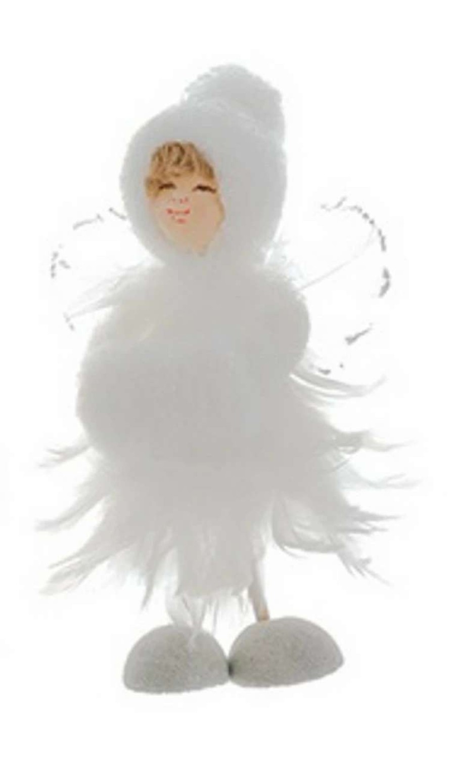 Figures * | Allstate 7 Ice Palace Vintage-Style White Glittered Feather Fairy With Muff Christmas Table Top Decoration