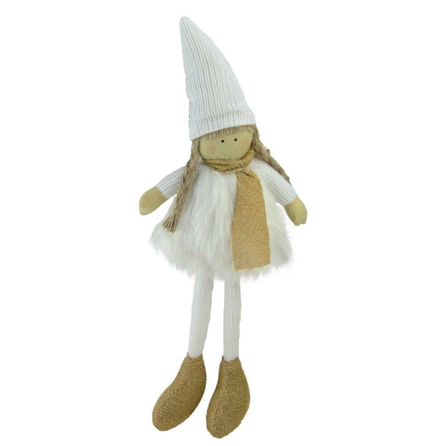 Figures * | Northlight 13 Gold And White Standing Girl With Hat Tabletop Decoration