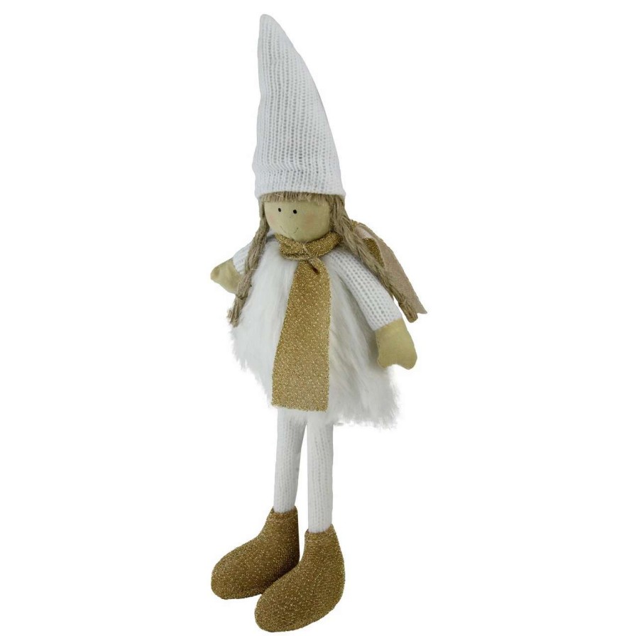 Figures * | Northlight 13 Gold And White Standing Girl With Hat Tabletop Decoration